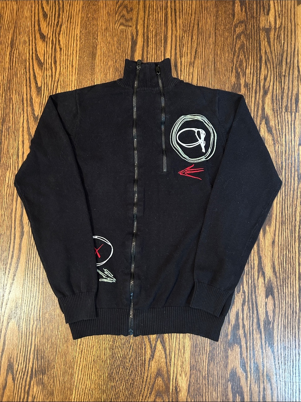 Desigual Abstract Knit Quarter Zip Sweater